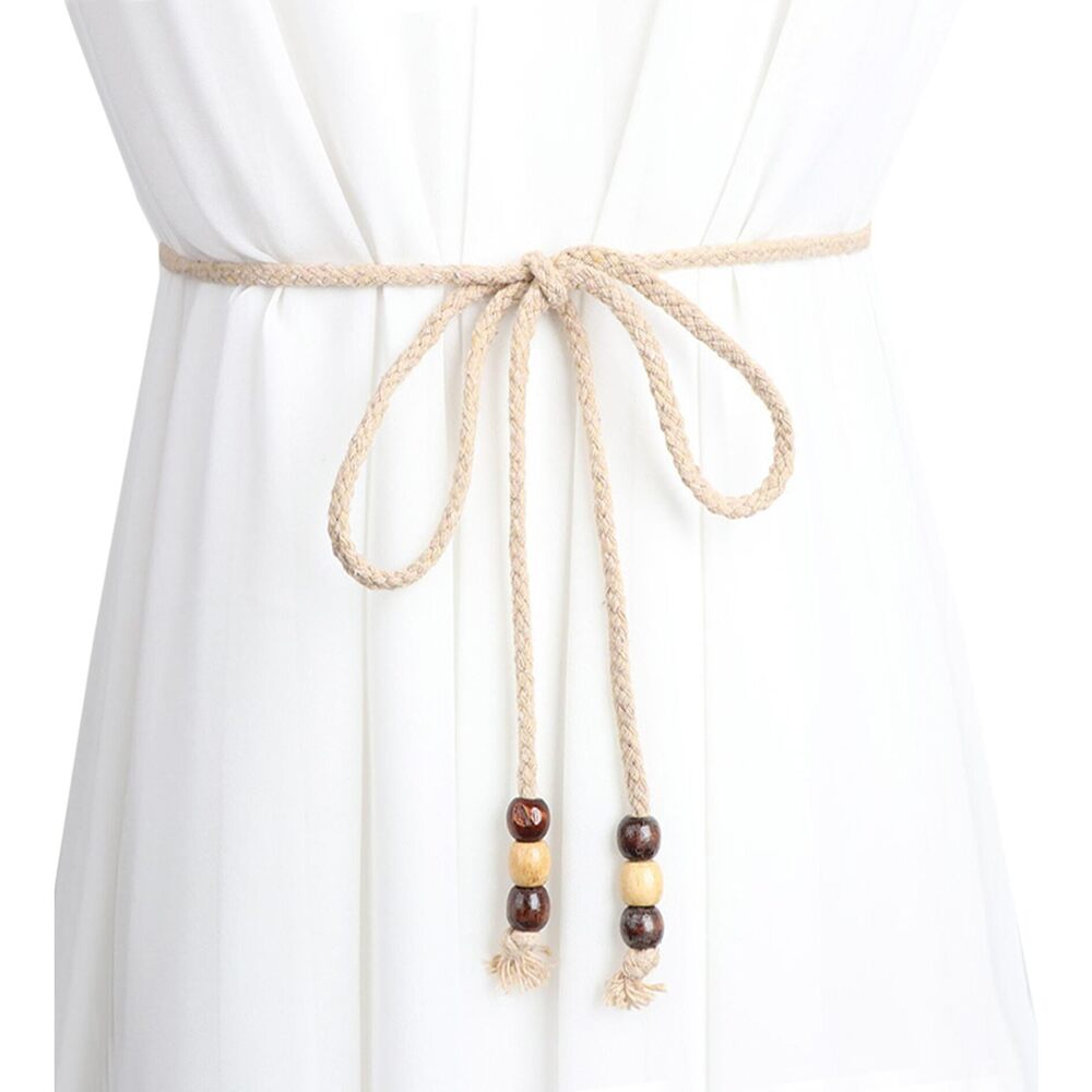 5486 Women Girls Boho Weave Cotton Braided Waist Tie Belt Wrap Cloth Belts